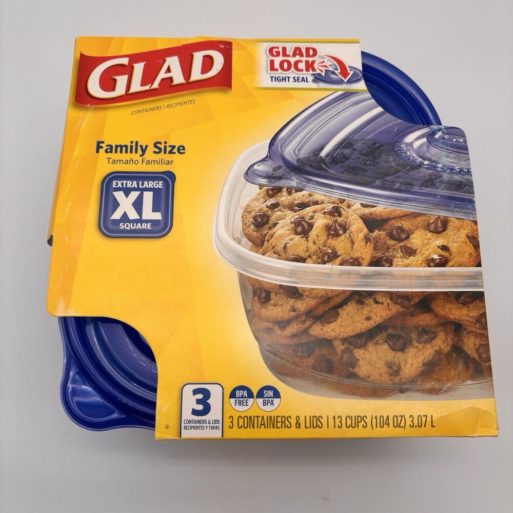 3pk Glad Family Size XL Square Food Storage Containers with Interlocking Lids